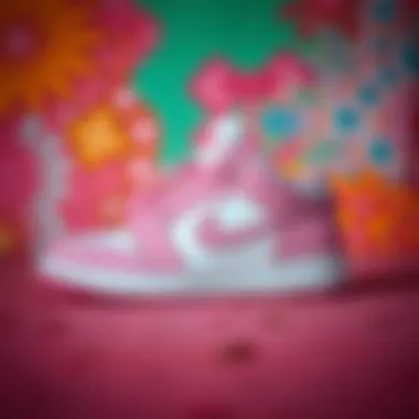 Stylish pink Nike Jordan sneakers on a vibrant background