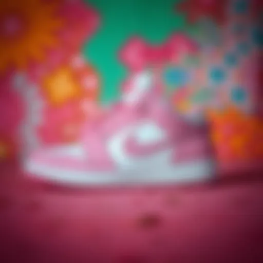 Stylish pink Nike Jordan sneakers on a vibrant background
