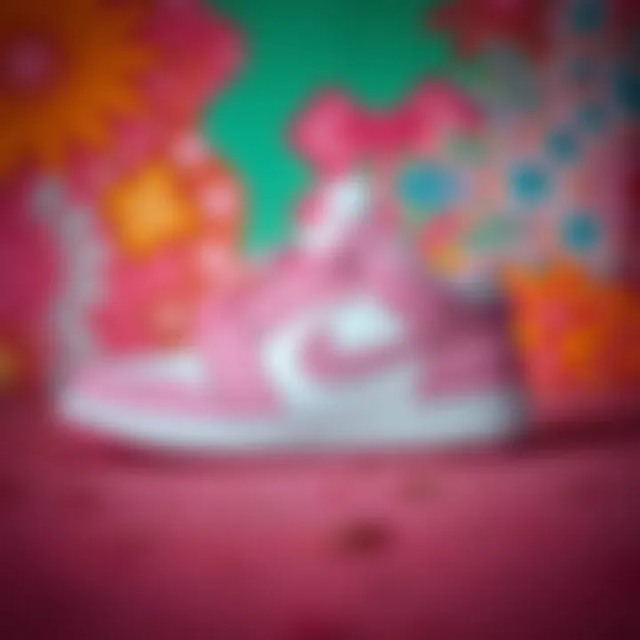 Stylish pink Nike Jordan sneakers on a vibrant background