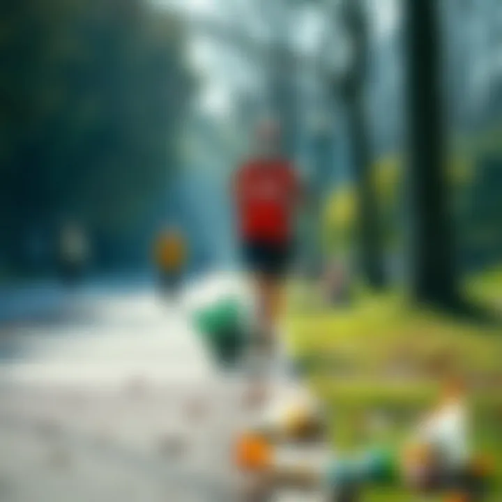 A runner collecting trash while jogging in a park