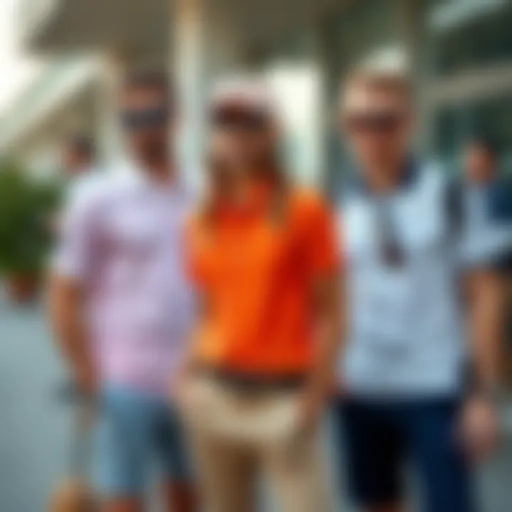 Combination of polo shirts with various accessories for a chic look