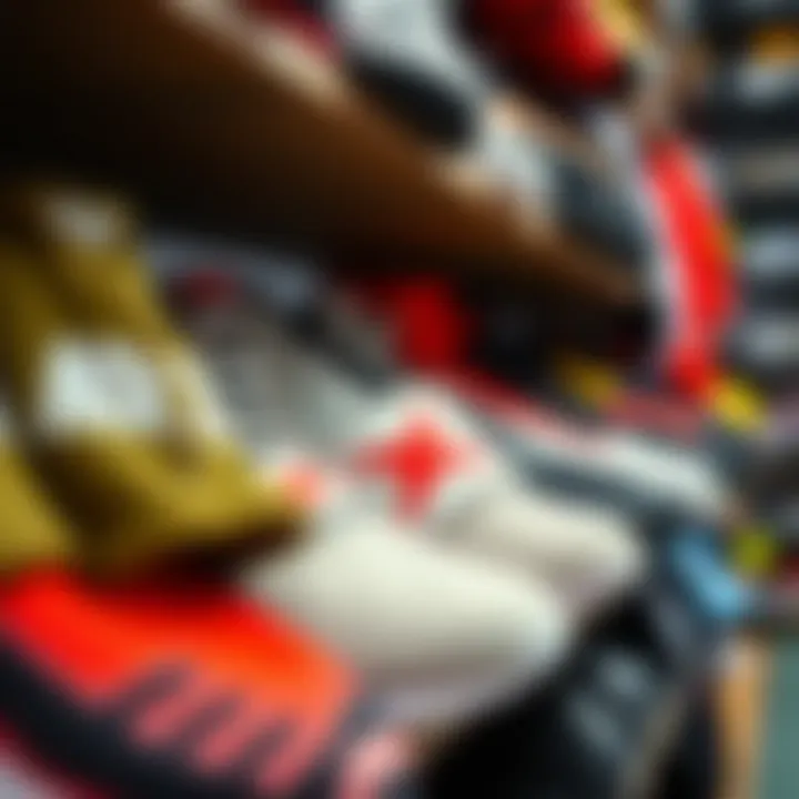 A collection of popular athletic brands showcased on a shelf