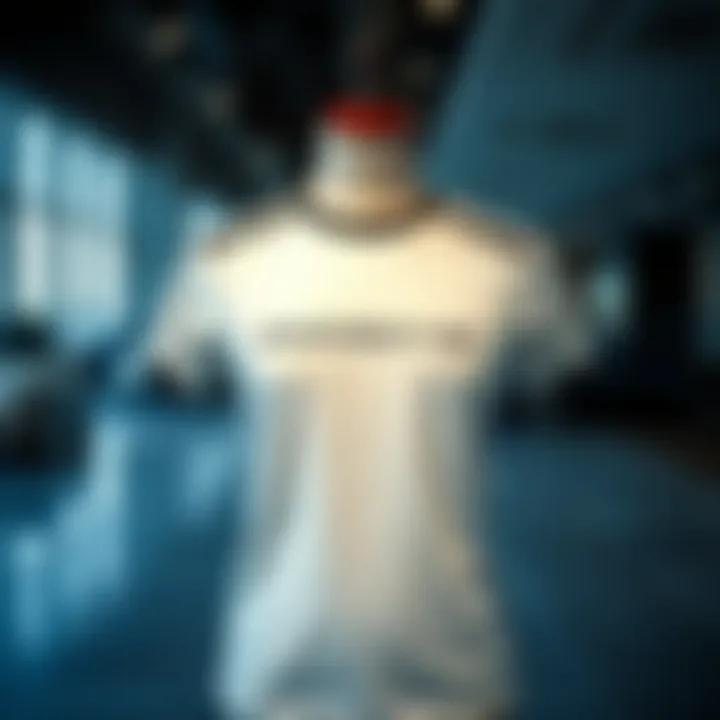 Elegant Display of Porsche T-Shirt A stylish Porsche t-shirt showcased elegantly on a mannequin against a sleek background.