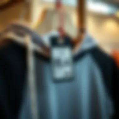 A price tag hanging from a trendy sportswear set