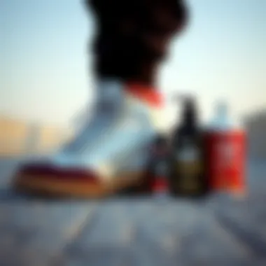 Puma boots alongside care products for maintenance tips