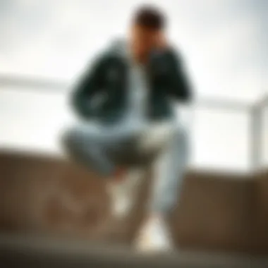 Fashionable outfit complemented by Puma Caracal footwear