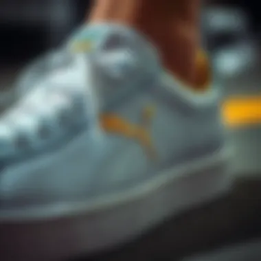 Close-up of Puma sneaker detailing and craftsmanship