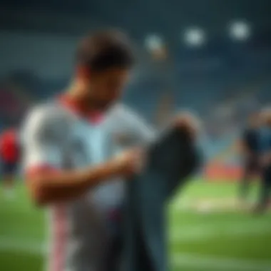 A sports enthusiast examining a jersey for quality checks