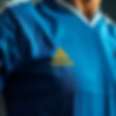 Close-up of the unique design of Ronaldo's blue jersey