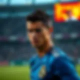 Ronaldo showcasing the blue jersey during a match