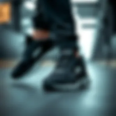 Elegant black athletic shoes showcasing modern design