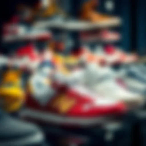 Stylish sneakers on display