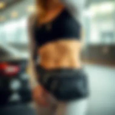 A fashion-forward individual incorporating a waist bag into their sporty outfit