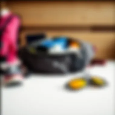 A well-organized sports waist bag displaying essential items for an active lifestyle