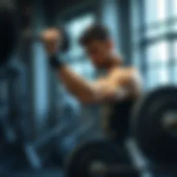 A dynamic pose showcasing strength training techniques.