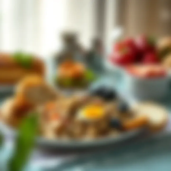 A nutritious breakfast spread featuring whole grains, fruits, and proteins