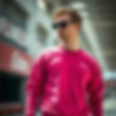 A stylish athlete wearing a vibrant sweatshirt