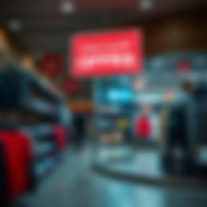 Discount signage at a stylish sportswear store