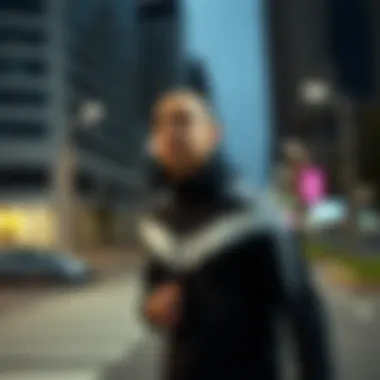 Stylish running tracksuit in an urban setting