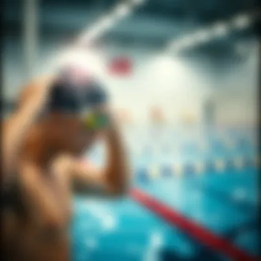 Swimmer adjusting goggles before a race