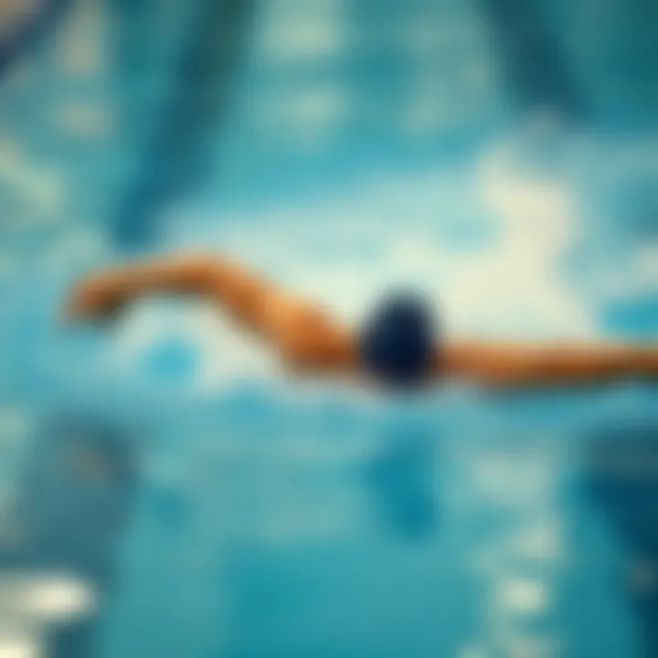 A swimmer executing a perfect freestyle stroke in a pool.