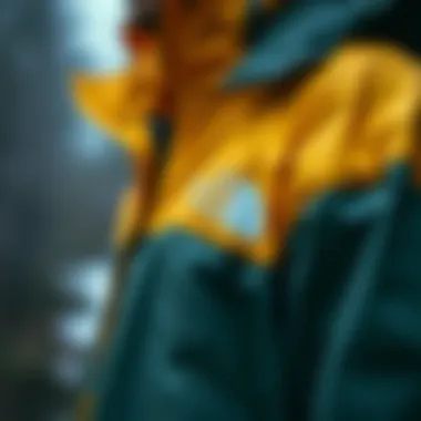 Detailing the technical features of The North Face rain jacket