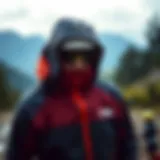 Showcasing the versatility of The North Face rain jacket in an outdoor setting