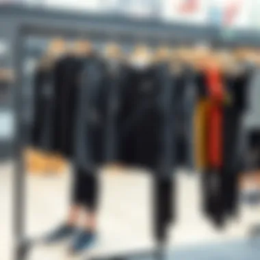 Trendy running outfits displayed on a clothing rack