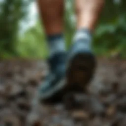 Waterproof shoes in action on a muddy trail