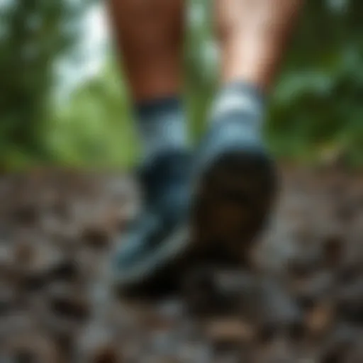 Waterproof shoes in action on a muddy trail