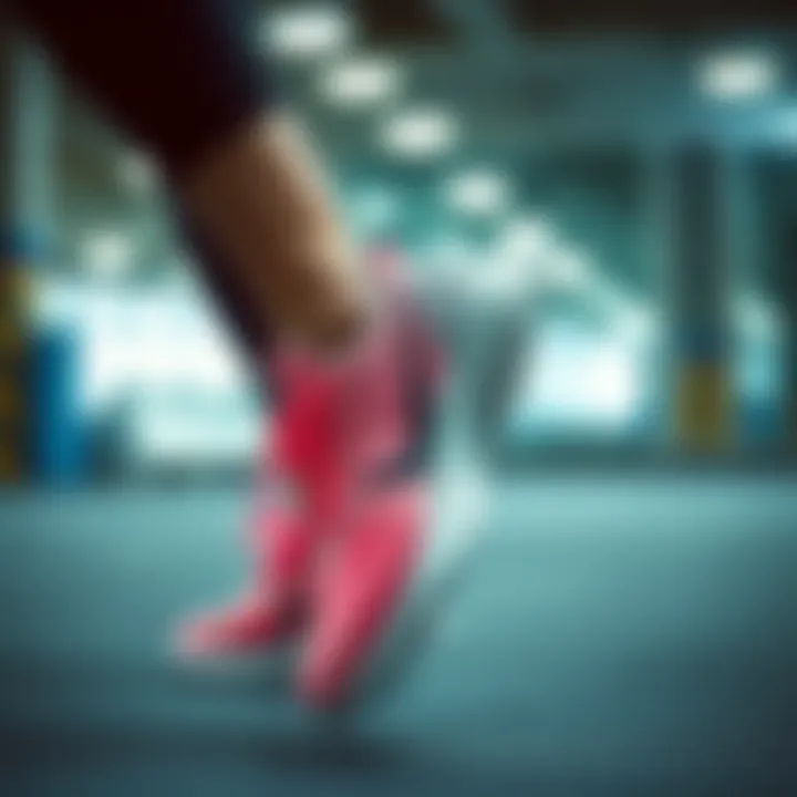 Athletic individual wearing V brand shoes during a workout