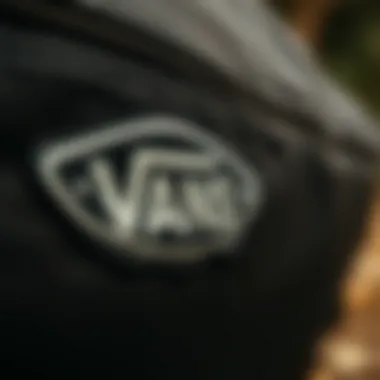 Close-up of fabric detail on Vans bag emphasizing quality