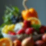 An array of fresh fruits and vegetables rich in water content