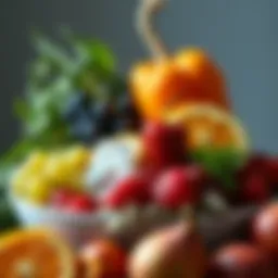 An array of fresh fruits and vegetables rich in water content