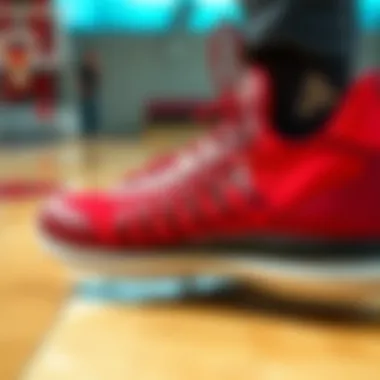 Close-up of Yuandong basketball shoe detailing